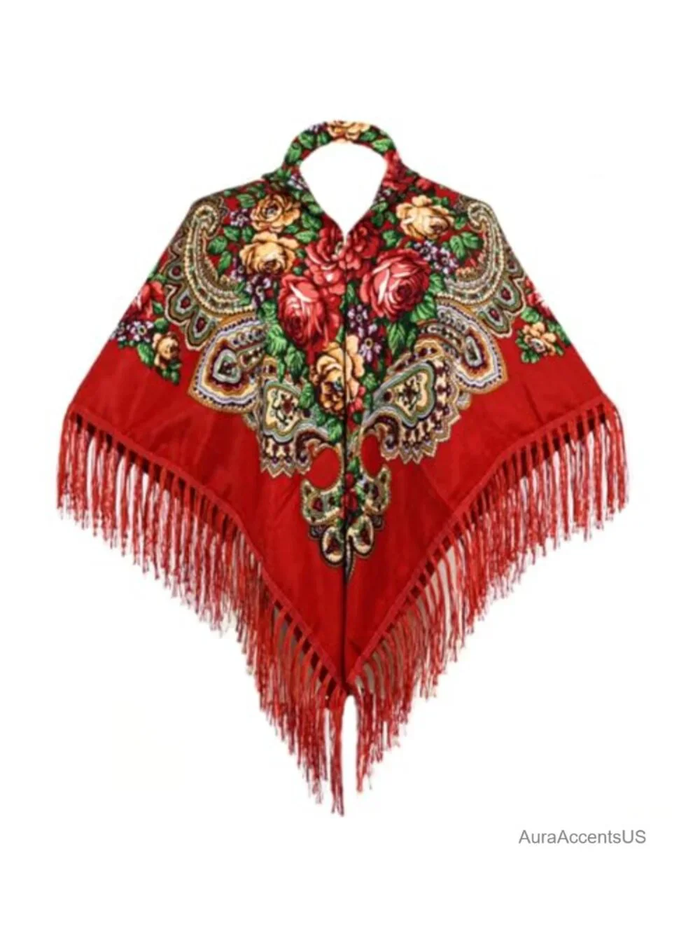 Square Floral Print Shawl Scarf, Cotton Polyester Muffler, Multi-Wear Wrap